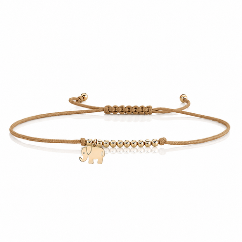 Pure Gold Tiny Elephant Cord Bracelet