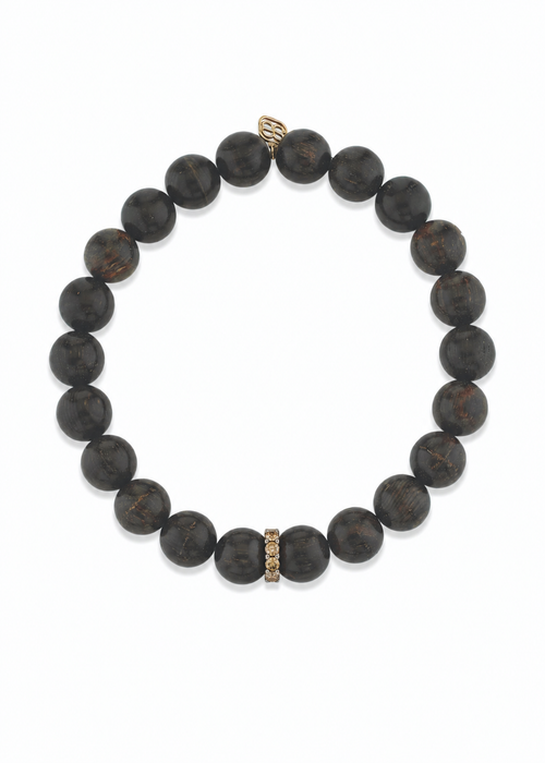 Gold & Diamond 8mm Large Cocktail Eternity Rondelle on Ebony