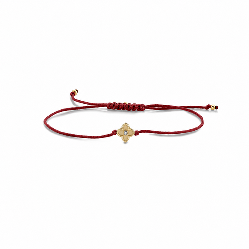 Gold & Diamond Moroccan Flower Cord Bracelet