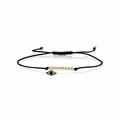 Gold & Enamel Tiny Eye Cord Bracelet