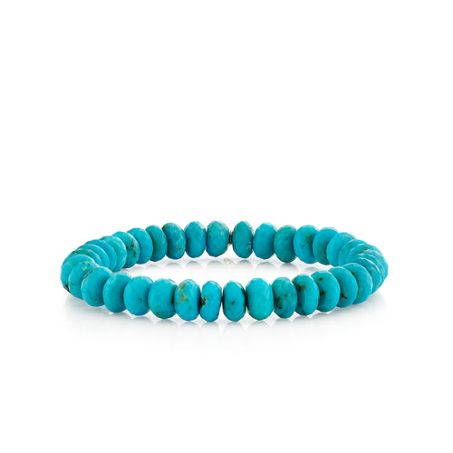 8mm Turquoise Faceted Rondelle Bracelet