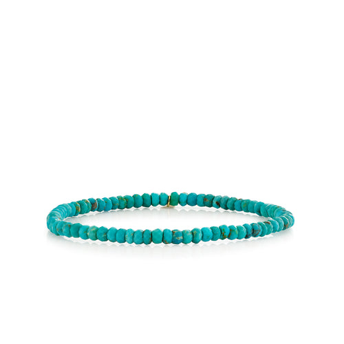 3mm Arizona Turquoise Faceted Rondelle Bracelet