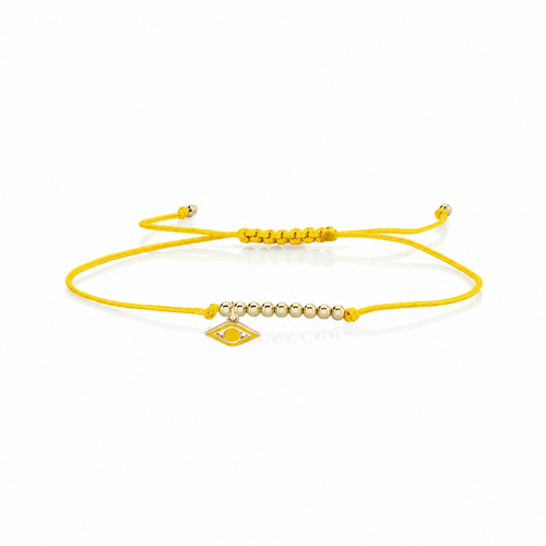 Gold & Enamel Tiny Eye Cord Bracelet