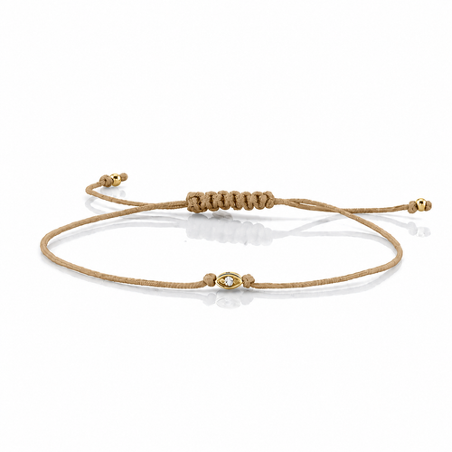 Gold & Diamond Tiny Marquise Eye Cord Bracelet