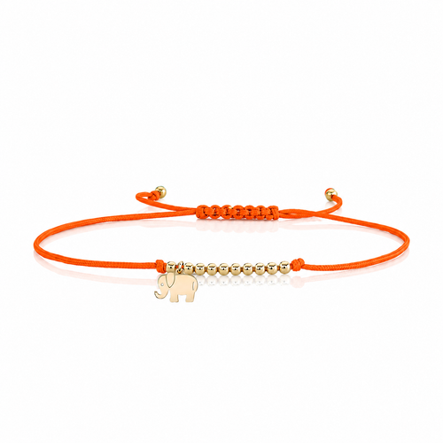 Pure Gold Tiny Elephant Cord Bracelet
