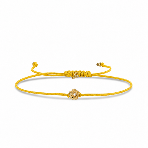 Gold & Diamond Rose Cord Bracelet