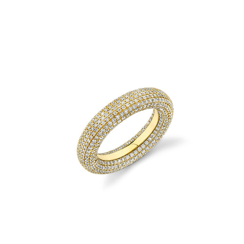 Gold & Pave Diamond Puffy Ring