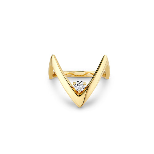 Gold & Diamond Stacking V Ring