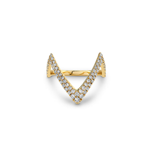 Gold & Diamond Stacking V Ring