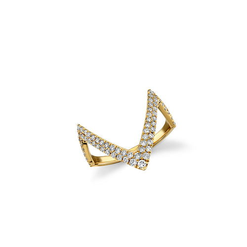 Gold & Diamond Stacking V Ring