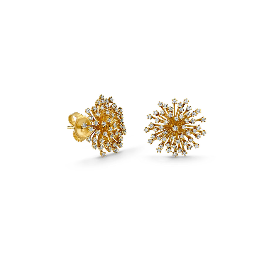 Gold & Diamond Medium Burst Flower Small Stone Earrings - Sydney Evan Fine Jewelry