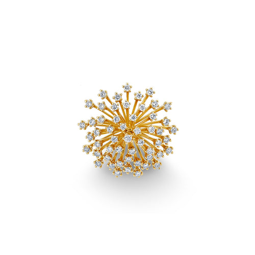 Gold & Diamond Large Burst Flower Pin