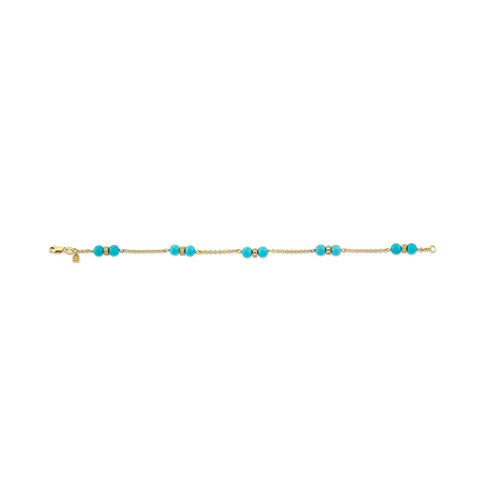 Gold, Diamond & Turquoise Bead Station Bracelet