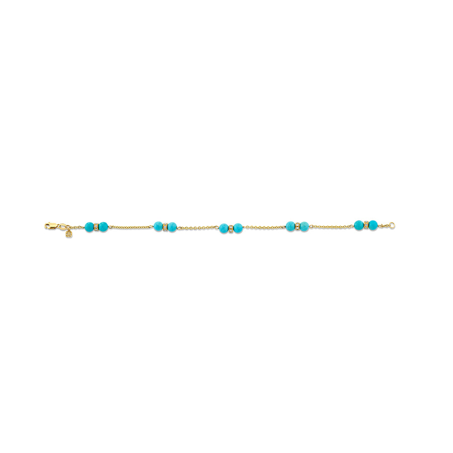 Gold, Diamond & Turquoise Bead Station Bracelet - Sydney Evan Fine Jewelry