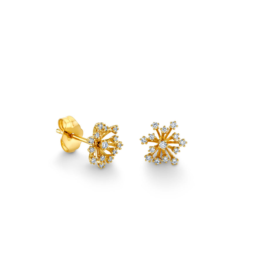 Gold & Diamond Small Burst Flower Small Stone Earring - Sydney Evan Fine Jewelry