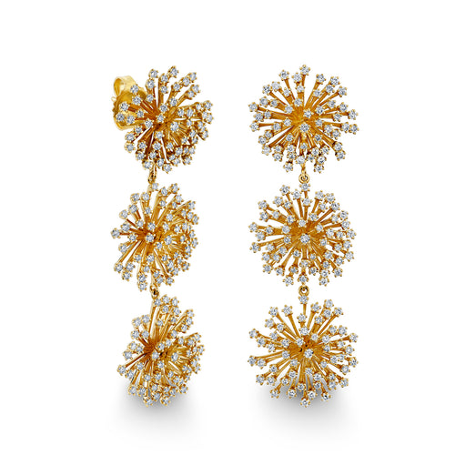 Gold & Diamond Desert Flower Drop Earrings