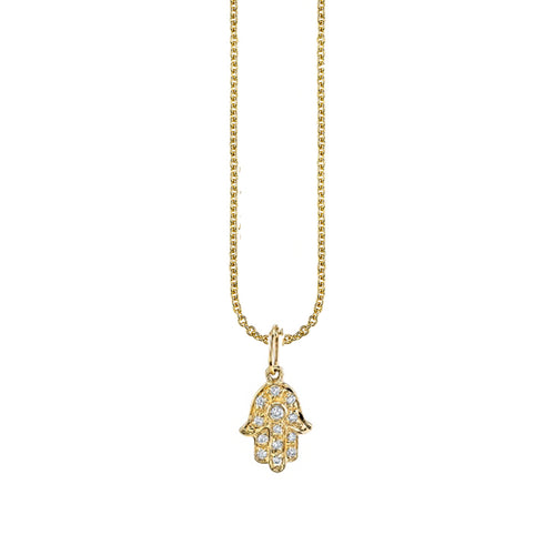 Gold & Diamond Small Hamsa Charm