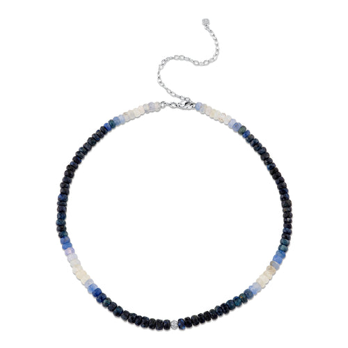 White Gold & Diamond Ball Sapphire Necklace