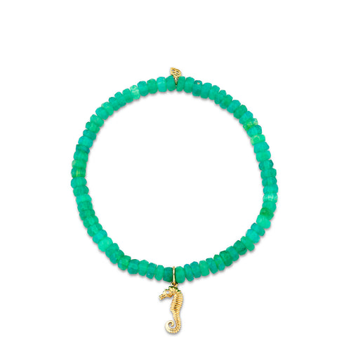 Gold & Diamond Seahorse on Opal