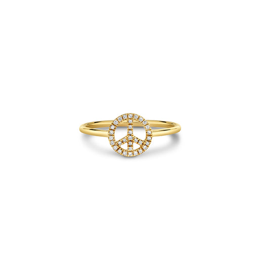 Gold & Diamond Peace Sign Ring