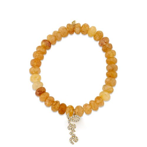 Gold & Diamond Love Script on Orange Quartz