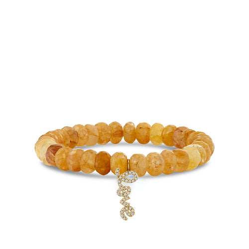 Gold & Diamond Love Script on Orange Quartz