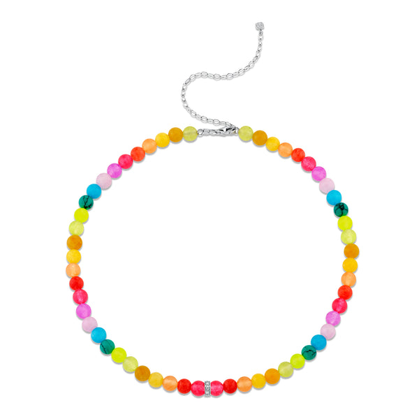 Shop Sydney Evan 14k White Gold & Diamond Rondelle Rainbow Jade