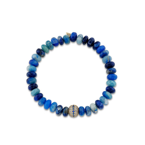 Men's Collection Gold & Diamond Sapphire Mala Bead on Afghanite