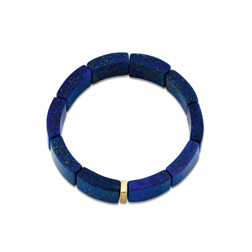 Gold & Diamond Single Row Spacer On Lapis