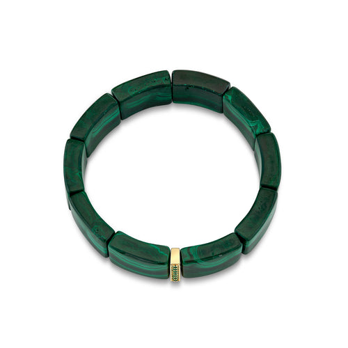 Gold & Emerald Single Row Spacer On Malachite