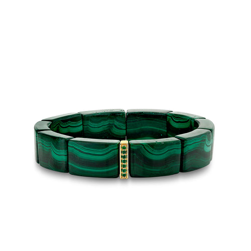 Gold & Emerald Single Row Spacer On Malachite