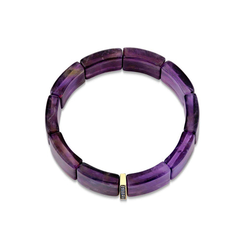 Gold & Sapphire Single Row Spacer On Amethyst