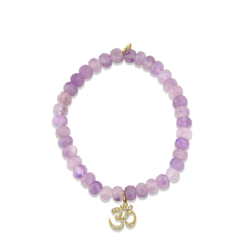 Gold & Diamond Om on Lavender Amethyst