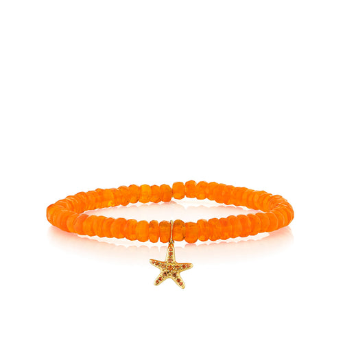 Gold, Diamond & Orange Sapphire Starfish on Opal