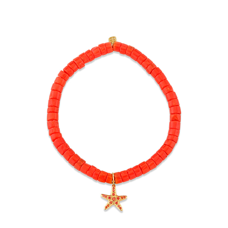 Gold & Orange Sapphire Starfish on Coral Heishi - Sydney Evan Fine Jewelry