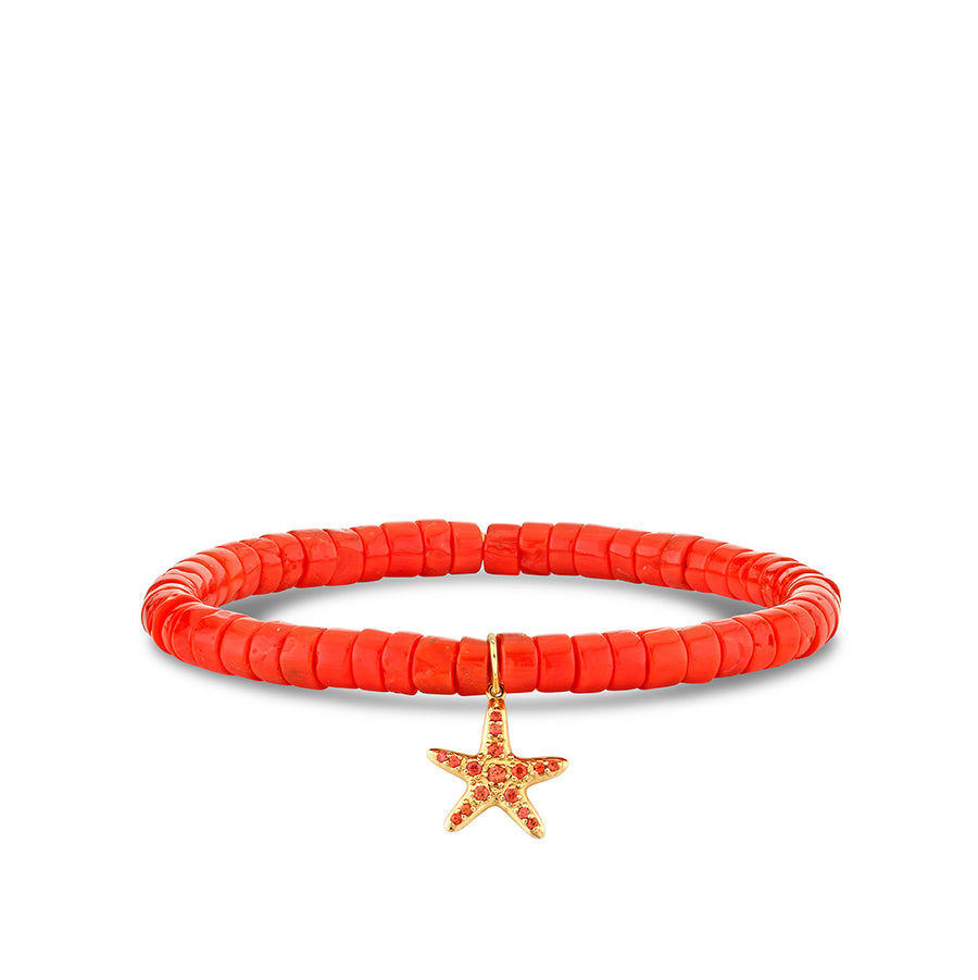Gold & Orange Sapphire Starfish on Coral Heishi - Sydney Evan Fine Jewelry
