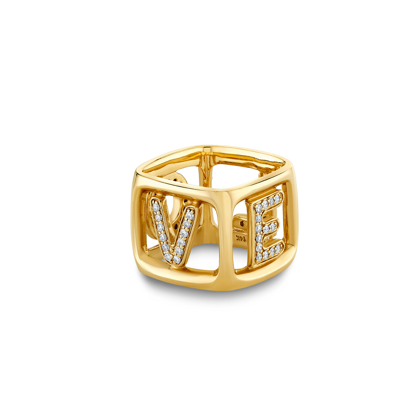 Shop Sydney Evan 14k Gold & Diamond Love Block Ring