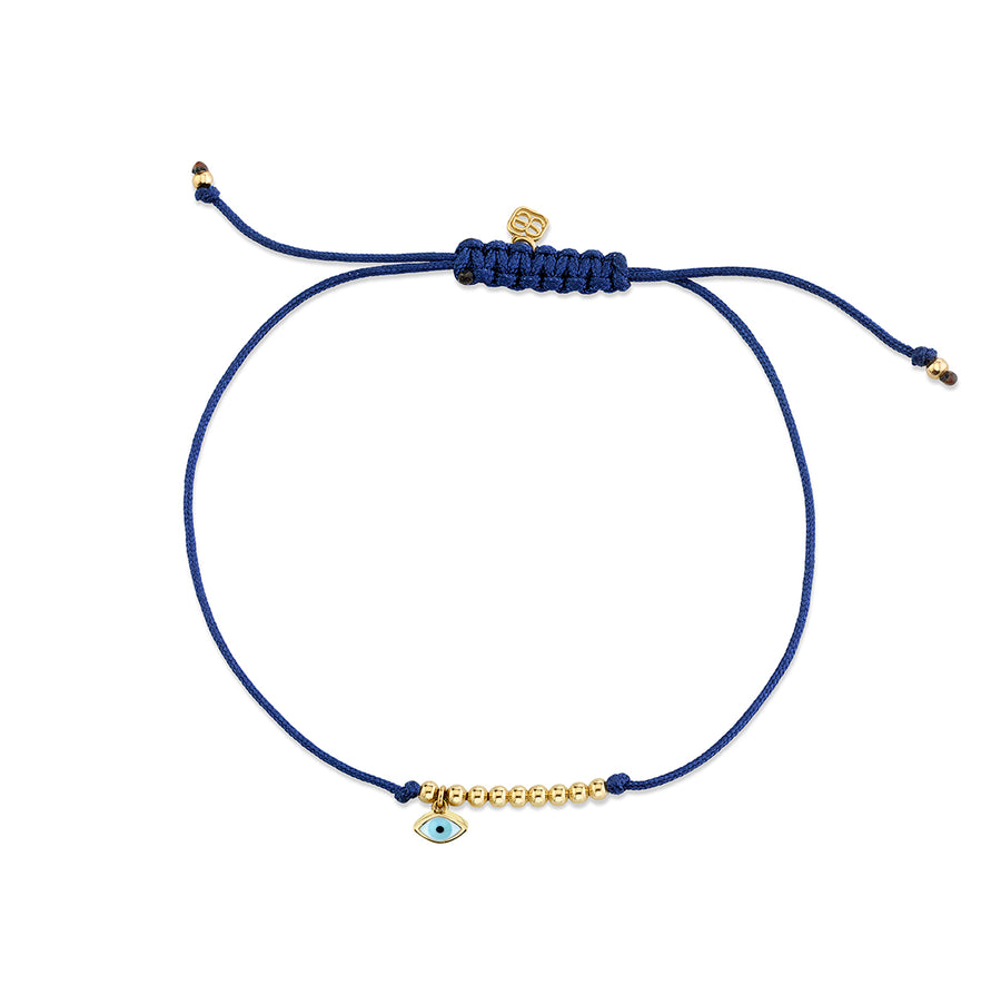 Gold & Enamel Mini Evil Eye Cord Bracelet - Sydney Evan Fine Jewelry