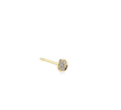 Gold & Diamond Pave Tiny Disc Stud