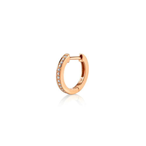 Gold & Pavé Diamond 9mm Huggie Hoops