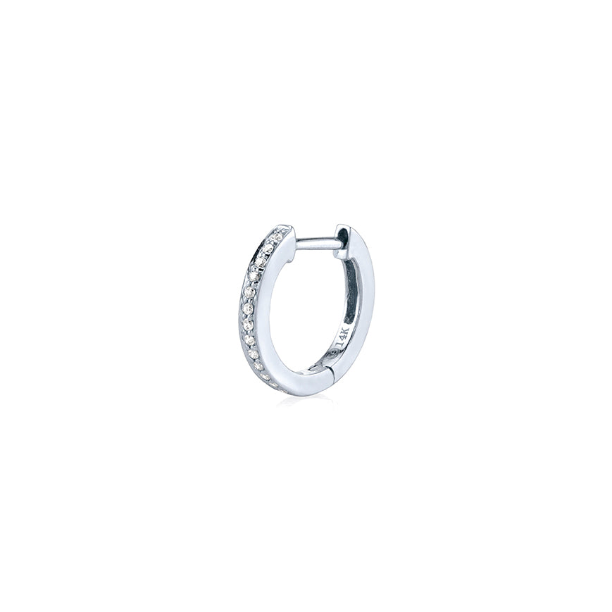 Gold & Pavé Diamond 9mm Huggie Hoops - Sydney Evan Fine Jewelry