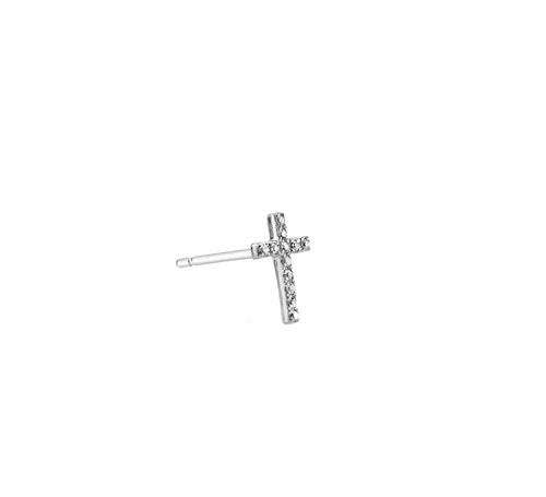 Gold & Diamond Small Cross Stud