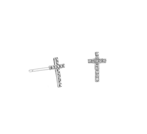Gold & Diamond Small Cross Stud