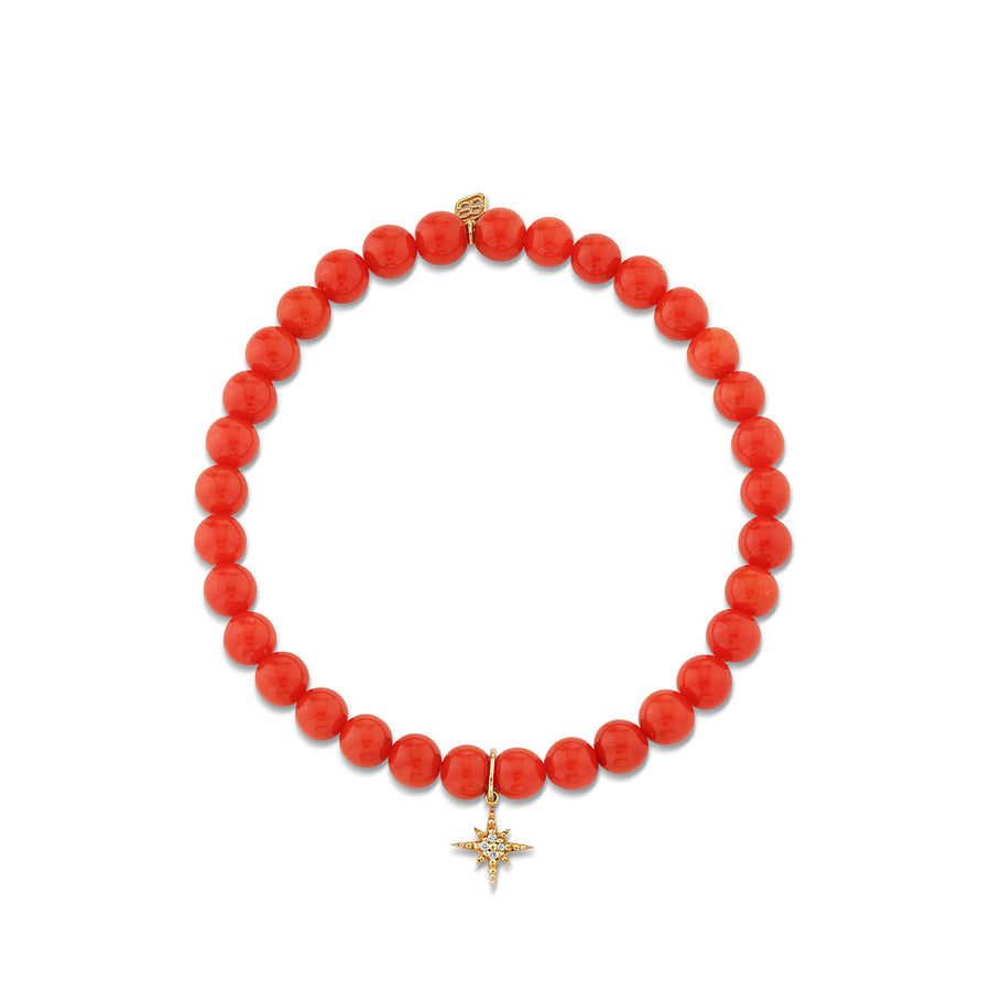 Gold & Diamond Mini Starburst on Peach Coral - Sydney Evan Fine Jewelry