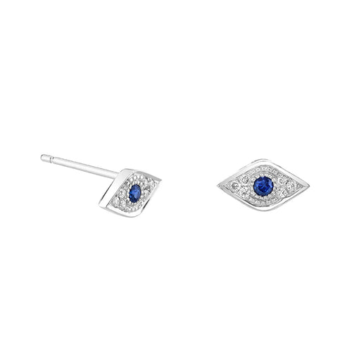 Gold & Diamond Mini Eye with Sapphire Stud