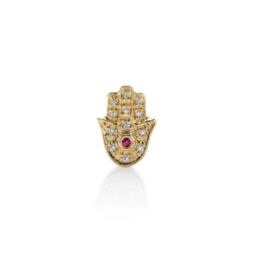 Gold & Diamond Hamsa Stud
