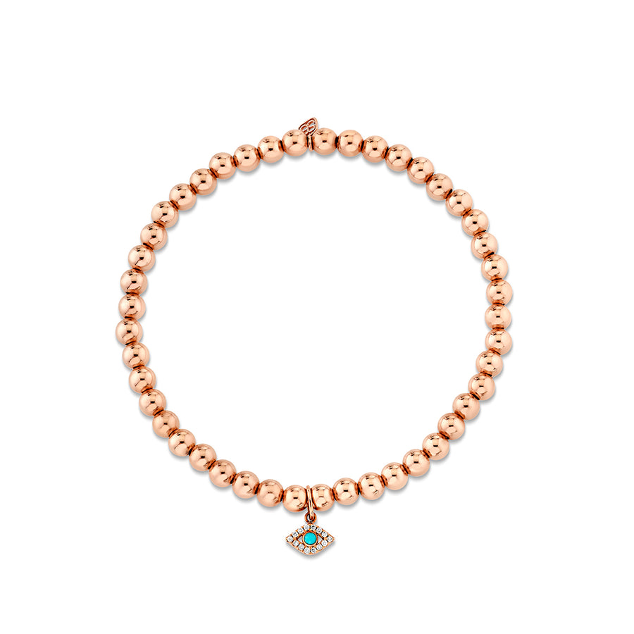 Rose Gold & Diamond Evil Eye on Rose Gold Beads - Sydney Evan Fine Jewelry