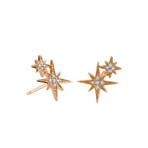 Gold & Diamond Double Starburst Stud