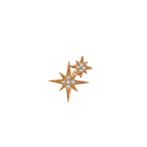 Gold & Diamond Double Starburst Stud