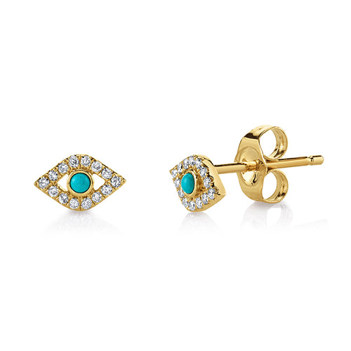 Gold & Diamond Small Bezel Eye Stud